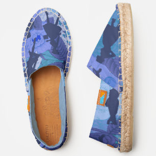 blue mid century 1950s vintage silhouette women espadrilles