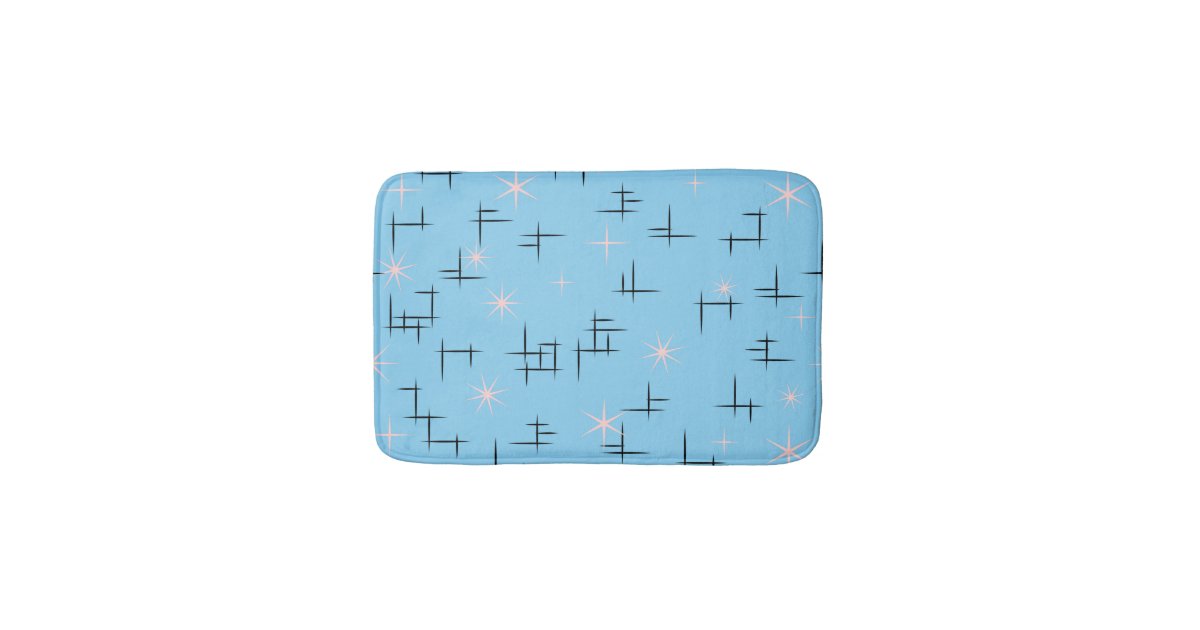 Blue Mid Century Modern Bathroom Mat | Zazzle