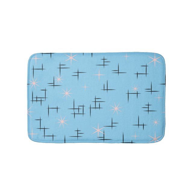 Blue Mid Century Modern Bathroom Mat (Front)