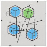 blue Mid Century Modern Fabric and green geometre