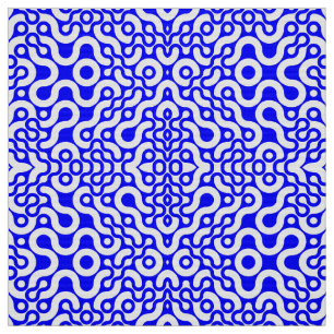 Blue Mid-Century Modern Print Fabric