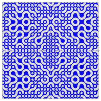 Blue Mid-Century Modern Print Fabric