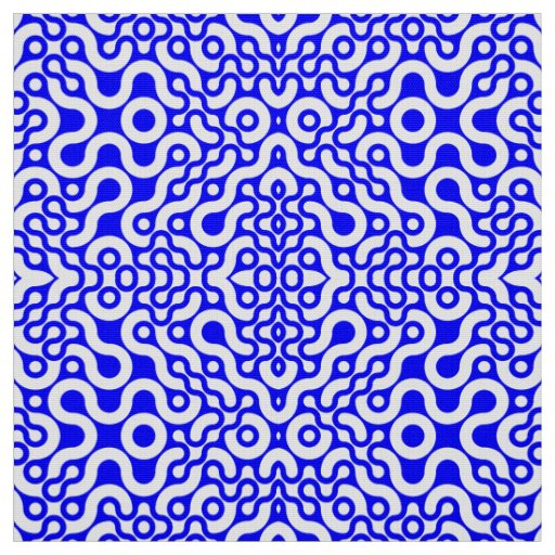 Blue Mid-Century Modern Print Fabric