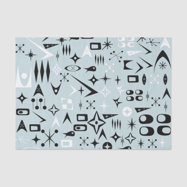 Blue Mid Century Modern Tissue Paper (Front)