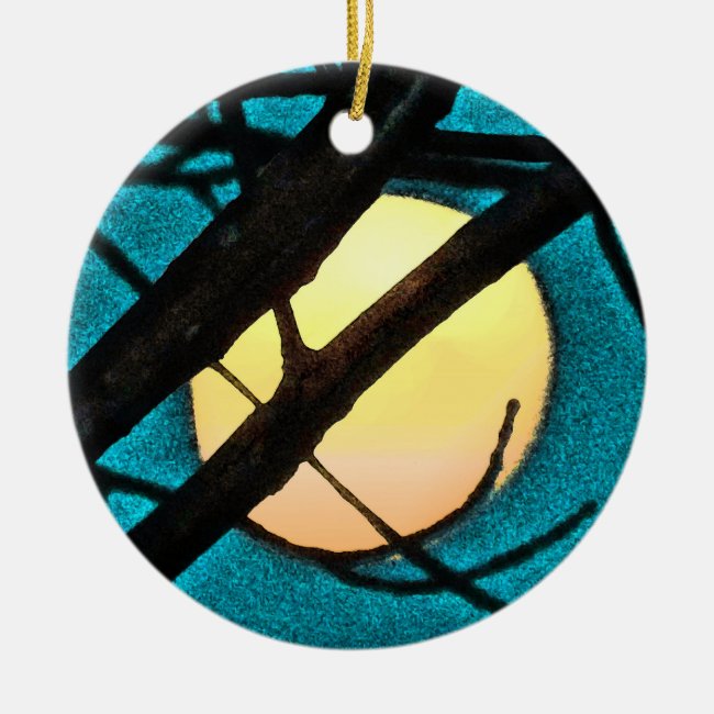 Blue Midnight Moon Branches Abstract Ornament