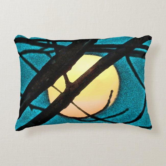 Blue Midnight Moon Branches Accent Pillow