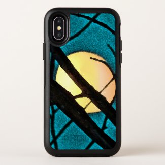 Blue Midnight Moon Branches OtterBox iPhone X Case
