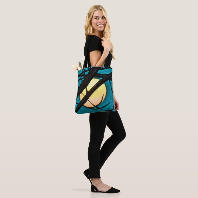 Blue Midnight Moon Branches Tote Bag