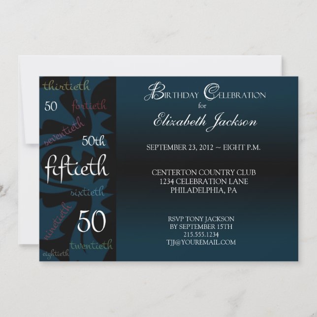 Blue Milestone 50th Birthday Party Invitation (Front)