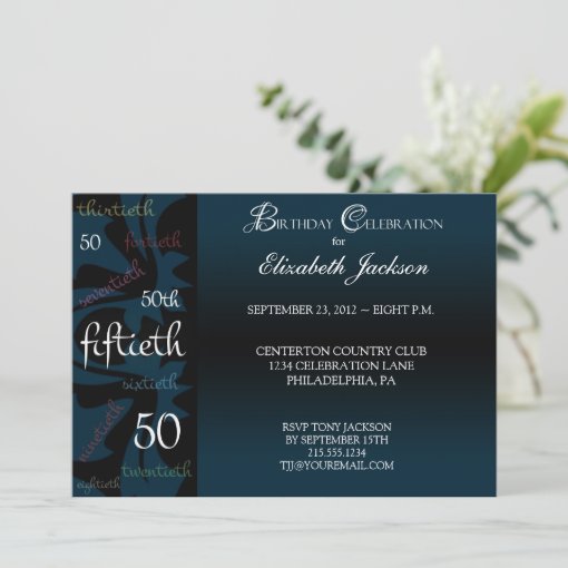 Blue Milestone 50th Birthday Party Invitation | Zazzle