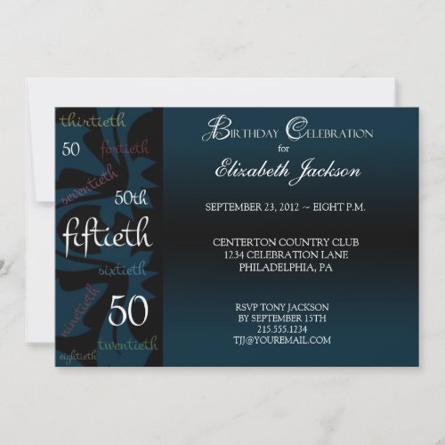 Blue Milestone 50th Birthday Party Invitation