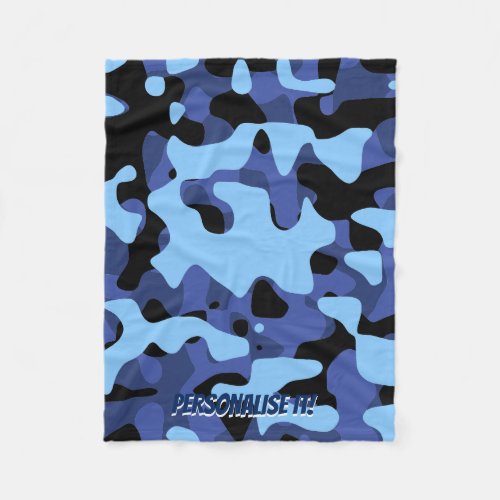 Blue Military Camouflage Fleece Blanket