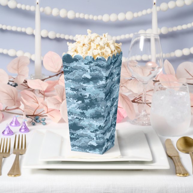 Blue military pixelated camouflage pattern favor boxes (Wedding)