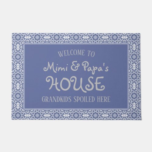 Blue Mimi and Papas House Grandkids Spoiled Here Doormat