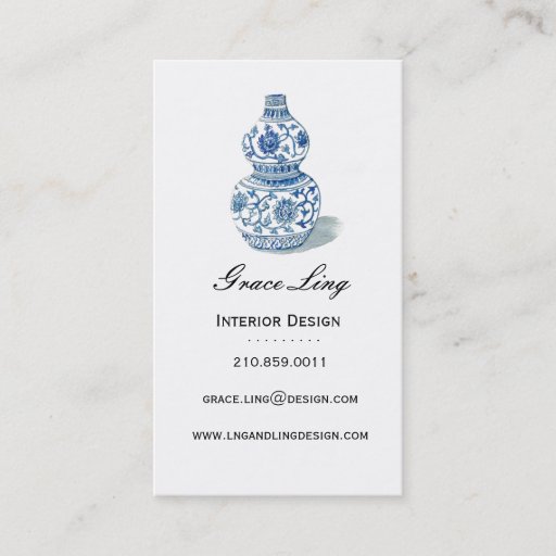 Customizable Blue Ming Vase Interior Designer Business Card