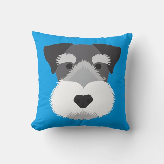 Blue Miniature Schnauzer Throw Pillow (Front)