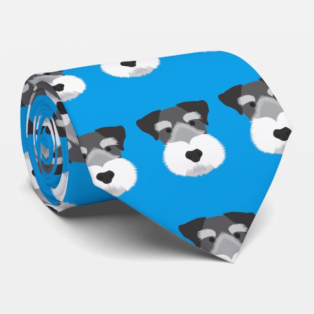 Blue Miniature Schnauzer Tie (Rolled)