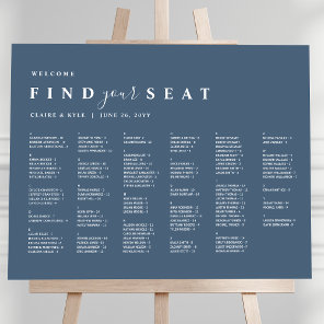Blue Minimal Alphabetical Wedding Seating Chart