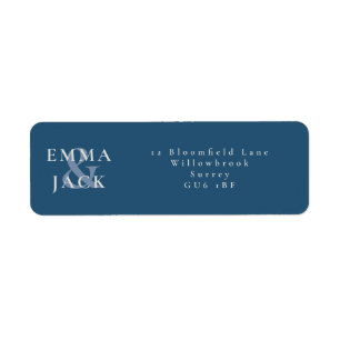 Blue Minimal ampersand names address Label