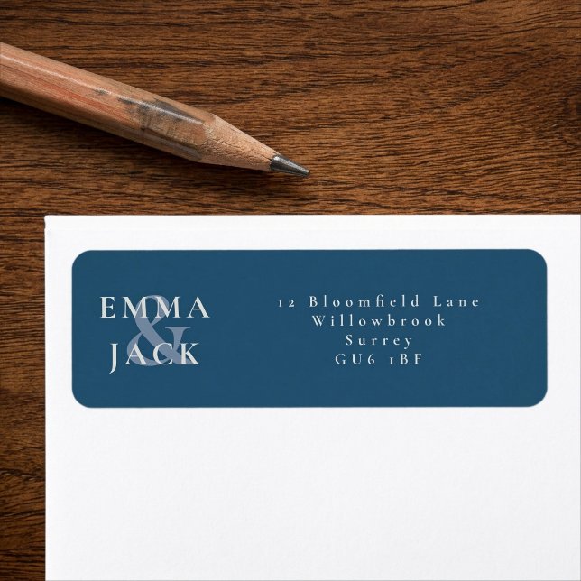 Blue Minimal ampersand names address Label (Blue Minimal ampersand names address Label)