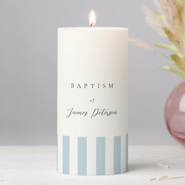 Blue Minimal Boy Baptism Pillar Candle (In Situ)