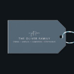 Blue Minimal Personalized A Gift From Family Name  Tags<br><div class="desc">Minimalist Personalized A Gift From Family Name Gift Tags in Dark Blue</div>