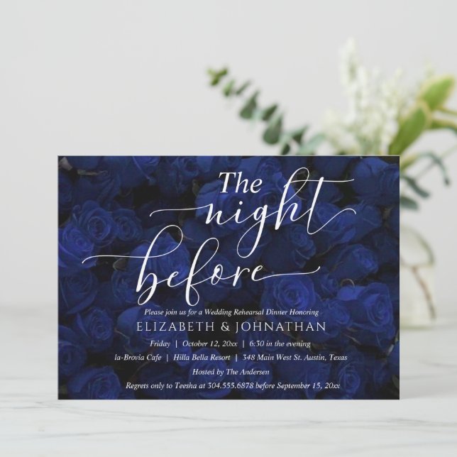 Blue Minimal Rehearsal Dinner Invitation (Standing Front)