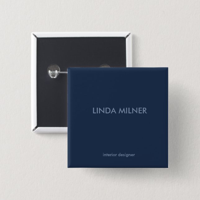 Blue minimal simple business button (Front & Back)