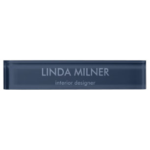 Blue minimal simple business desk name plate