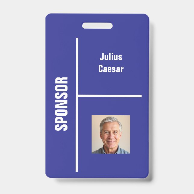 Blue Minimal Sponsor Event ID Badge (Front)