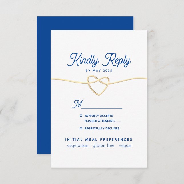 Blue Minimal Wedding RSVP Card (Front/Back)