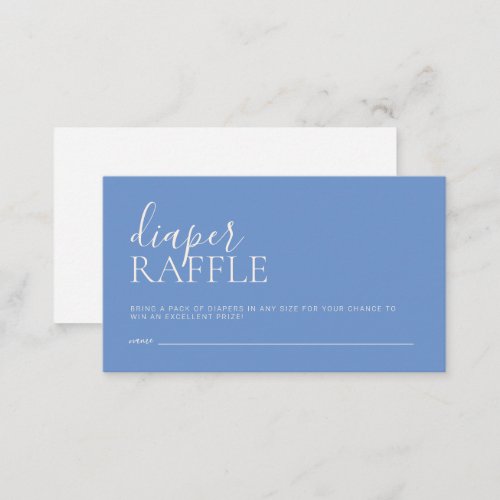 Blue Minimalist Baby Shower Diaper Raffle Enclosure Card