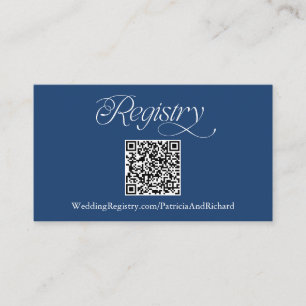 Blue Minimalist Black QR Code Wedding Registry Enclosure Card