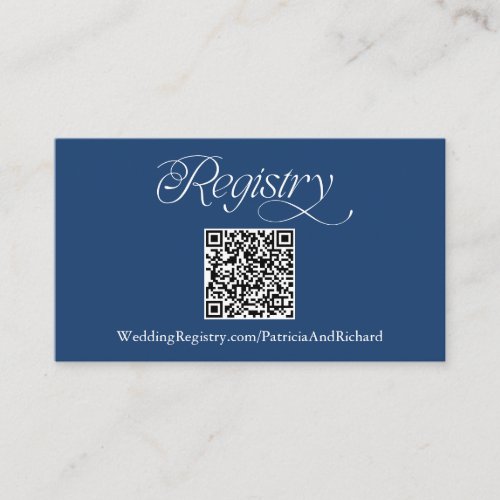 Blue Minimalist Black QR Code Wedding Registry Enclosure Card