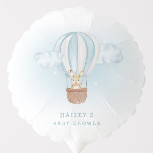 Blue Minimalist Bunny Hot Air Balloon Baby Shower