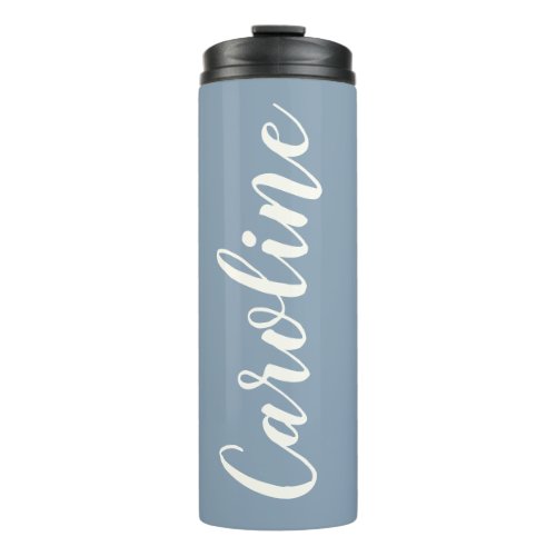 Blue Minimalist Calligraphy Personalized Name Thermal Tumbler