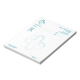Blue Minimalist Custom Medical Prescription RX Notepad