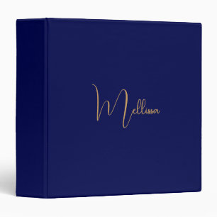 Blue minimalist custom name  3 ring binder