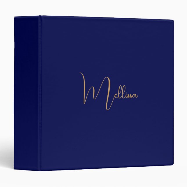 Blue minimalist custom name  3 ring binder (Front/Spine)