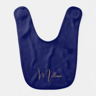 Blue minimalist custom name  baby bib