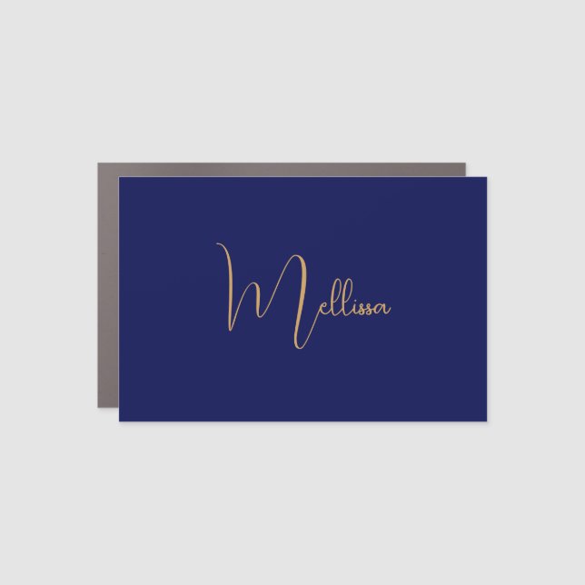 Blue minimalist custom name  car magnet (Front)