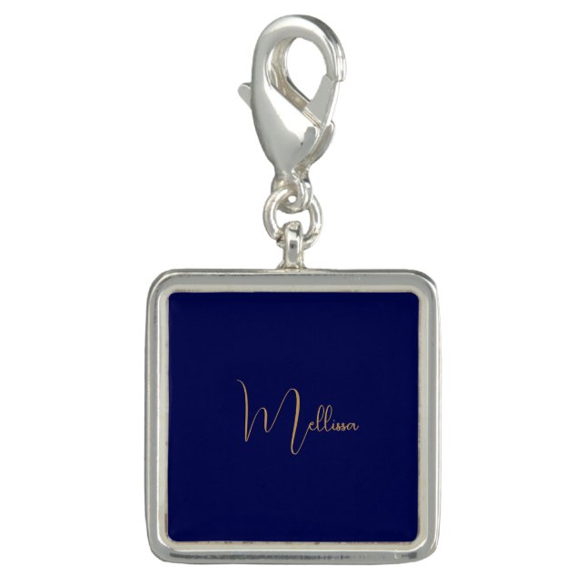 Blue minimalist custom name  charm (Front)
