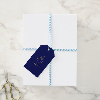 Blue minimalist custom name gift tags