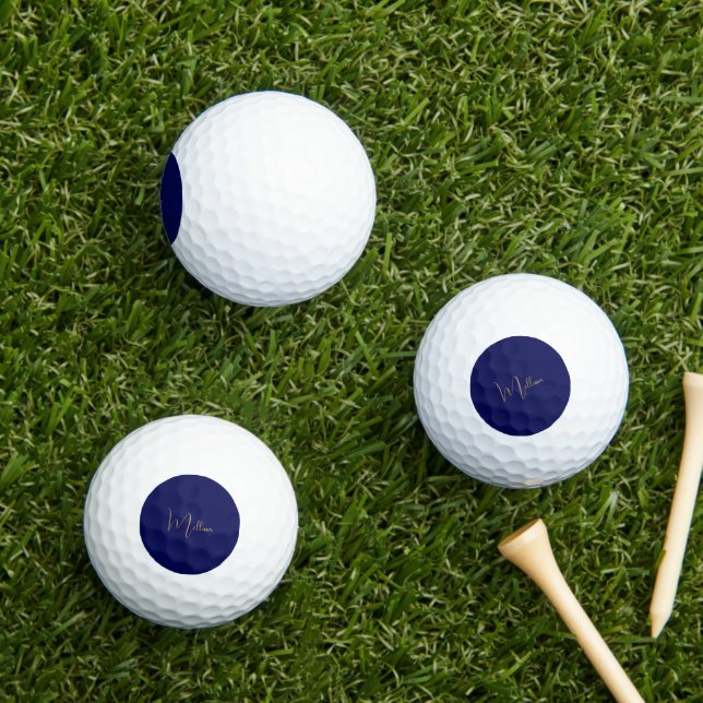 Blue minimalist custom name  golf balls (Insitu Grass)
