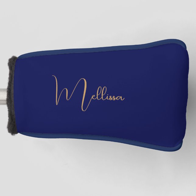 Blue minimalist custom name  golf head cover (Front)