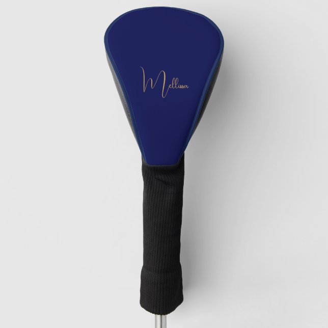 Blue minimalist custom name  golf head cover (Front)