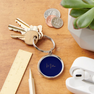 Blue minimalist custom name keychain