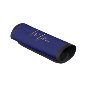 Blue minimalist custom name  luggage handle wrap