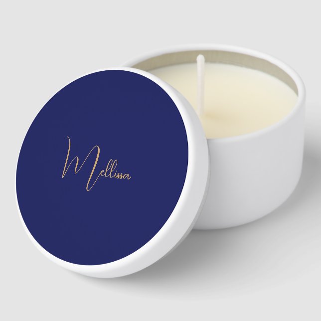 Blue minimalist custom name  mini candle favors (Corner)