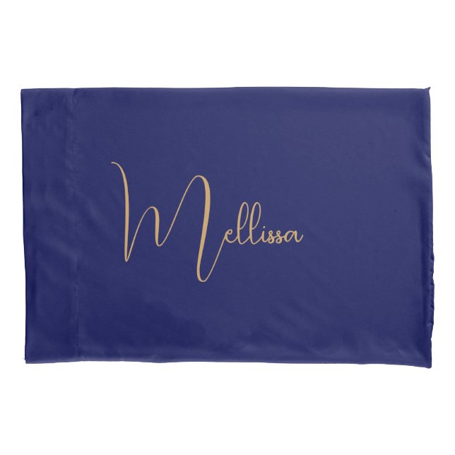 Blue minimalist custom name  pillow case (Front)